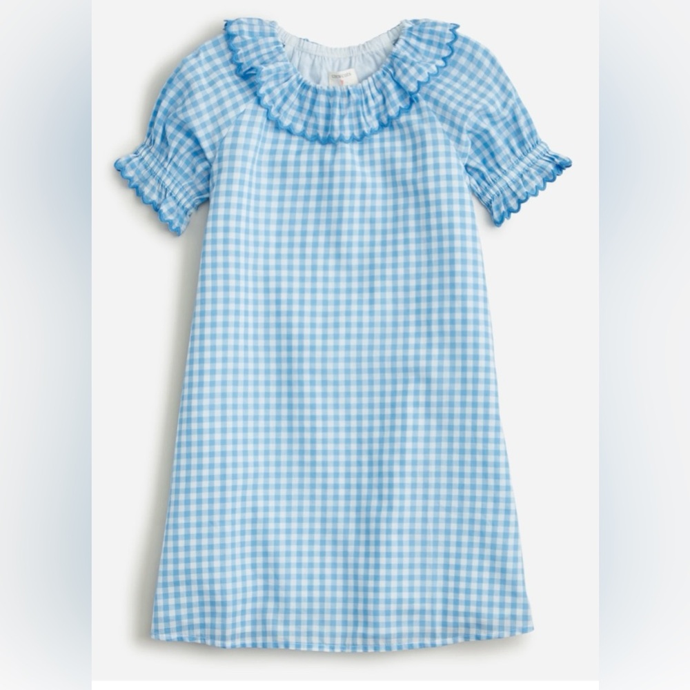 Crewcuts Blue Gingham Dress with Scalloped Collar